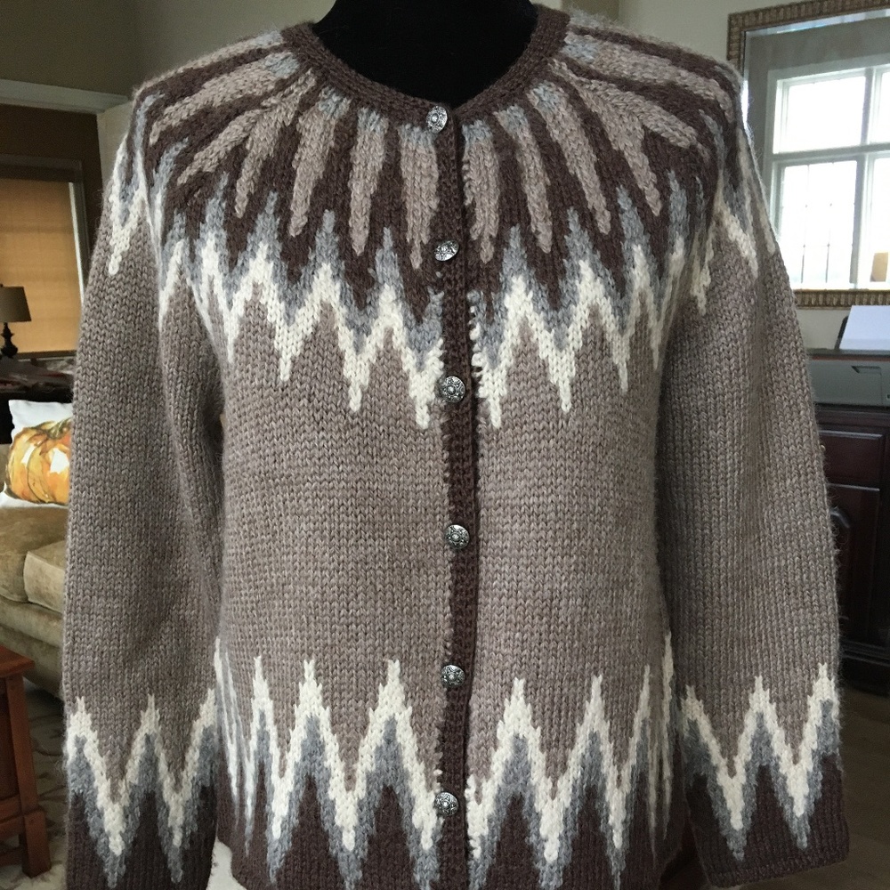 J. Jill Taupe & Gray Cardigan Sweater Size S